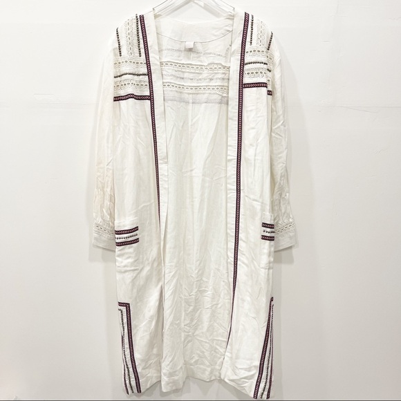 Ale By Alessandra X Revolve Mayara Coat Beaded Eyelet Embroidered Duster Ivory L - Picture 2 of 12